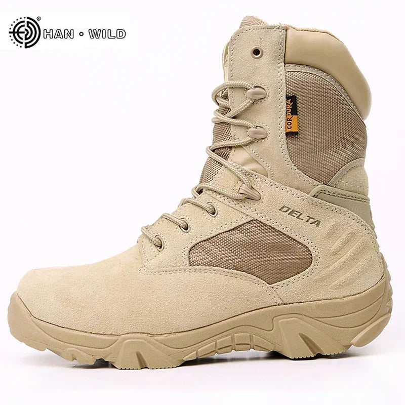 2025 Winter Men Boots Tactical Special Force Waterproof Leather Desert Work Shoes Men's Combat Ankle Boot